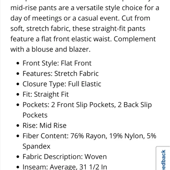 Black Curvy Fit Straight Leg Pants Women's 18 JM Collections New - Picture 5 of 14